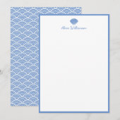 Classic Blue Seashell - Aangepaste schrijfbenodigd Notitiekaartje (Voorkant / Achterkant)