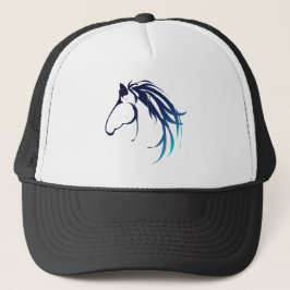 Classic Blue Shades Horse Head Logo Trucker Pet