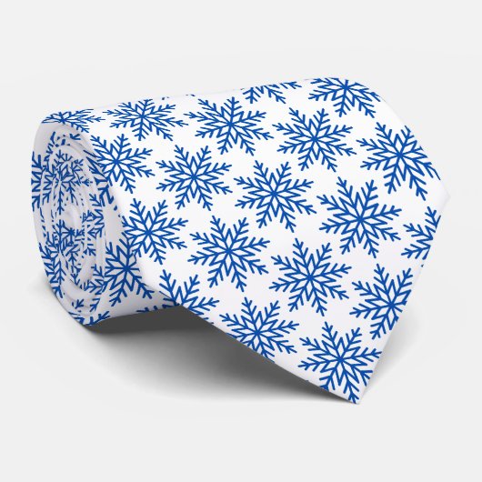 Classic Blue Snowflake Pattern Neck Tie Stropdas (Opgerold)