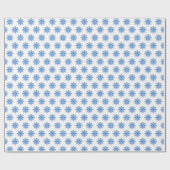 Classic Blue Snowflake Pattern on White Cadeaupapier (Vlak)
