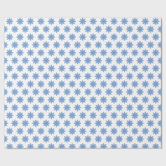 Classic Blue Snowflake Pattern on White Cadeaupapier (Vlak)