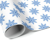 Classic Blue Snowflake Pattern on White Cadeaupapier (Rol Hoek)