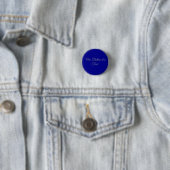 Classic Blue Solid Customizable Round Button Pin (In situ)