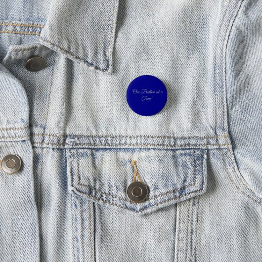 Classic Blue Solid Customizable Round Button Pin (In situ)
