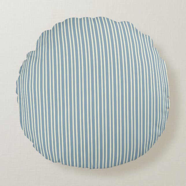 Classic Blue Stripe Accent Round Pillow Rond Kussen (Voorkant)