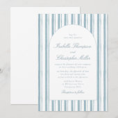 Classic Blue Stripe Arch Wedding Invitation Kaart (Voorkant / Achterkant)