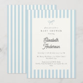 Classic Blue Stripes  Baby shower Invite Kaart (Voorkant / Achterkant)