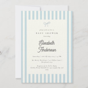 Classic Blue Stripes  Baby shower Invite Kaart