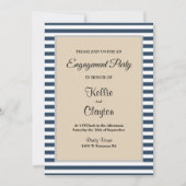 Classic Blue Stripes Framed Engagement Party Kaart (Voorkant)