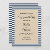 Classic Blue Stripes Framed Engagement Party Kaart (Voorkant / Achterkant)