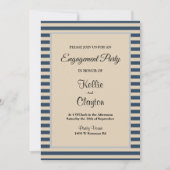 Classic Blue Stripes Framed Engagement Party Kaart (Voorkant)