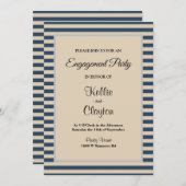 Classic Blue Stripes Framed Engagement Party Kaart (Voorkant / Achterkant)