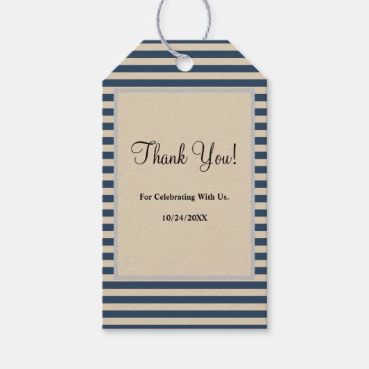 Classic Blue Stripes Gift Labels Cadeaulabel (Voorkant)
