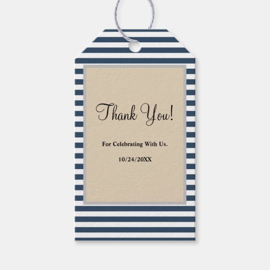 Classic Blue Stripes Gift Labels Cadeaulabel (Voorkant)