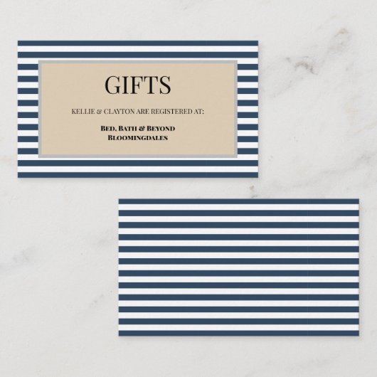 Classic Blue Stripes Ingelijste Cadeauverpakking K Informatiekaartje (Voorkant / Achterkant)