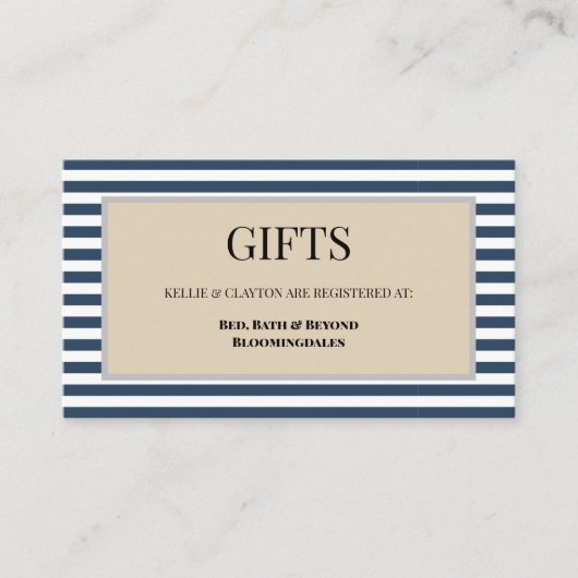 Classic Blue Stripes Ingelijste Cadeauverpakking K Informatiekaartje (Voorkant)