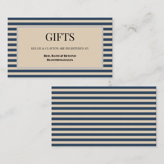 Classic Blue Stripes Ingelijste Cadeauverpakking K Informatiekaartje (Voorkant / Achterkant)