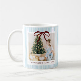 Classic Blue Stripes Red Bow Christmas Koffiemok