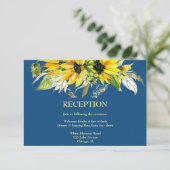 Classic Blue Sunflower Reception Kaart (Staand voorkant)