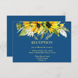 Classic Blue Sunflower Reception Kaart