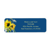 Classic Blue Sunflower Return Address Labels (Voorkant)