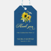 Classic Blue Sunflower Weddenschap Gift Labels Cadeaulabel (Voorkant)