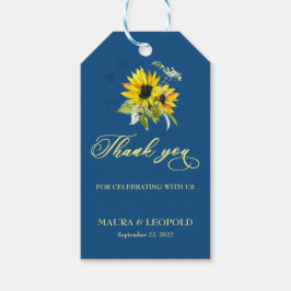 Classic Blue Sunflower Weddenschap Gift Labels Cadeaulabel