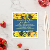 Classic Blue Sunflower Wedding Fun Facts Napkins Servet (Insitu)