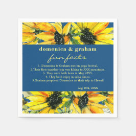 Classic Blue Sunflower Wedding Fun Facts Napkins Servet