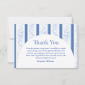 Classic Blue Toile Graduation Party Bedankkaart (Voorkant)