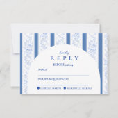 Classic Blue Toile Graduation Party RSVP Kaartje (Voorkant)