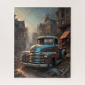 Classic  Blue Truck Fantasy Art Rustieke Stad Legpuzzel (Verticaal)