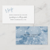 Classic Blue Waterverf Petals bruiloft RSVP online Informatiekaartje (Voorkant / Achterkant)