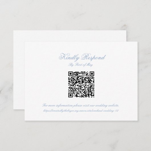 Classic Blue Wedding Monogram Crest QR RSVP Card (Voorkant / Achterkant)