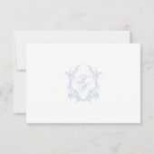 Classic Blue Wedding Monogram Crest QR RSVP Card Kaartje (Achterkant)