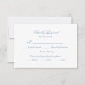 Classic Blue Wedding Monogram Crest Response Card RSVP Kaartje (Voorkant)