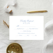 Classic Blue Wedding Monogram Crest Response Card RSVP Kaartje