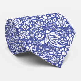 Classic Blue White Boho Chic Paisley Pattern Stropdas