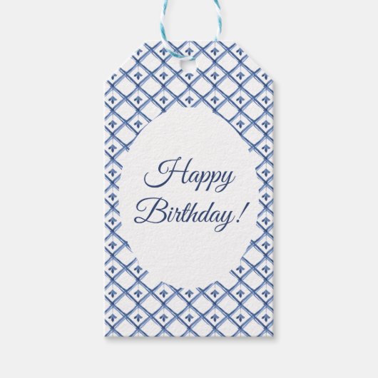 Classic Blue White Chinoiserie Dutch Pattern Cadeaulabel (Voorkant)