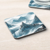 Classic Blue White Chinoiserie Landscape Painting Bier Onderzetter (Linkerzijde)