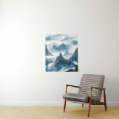 Classic Blue White Chinoiserie Landscape Painting Wandkleed (In situ)