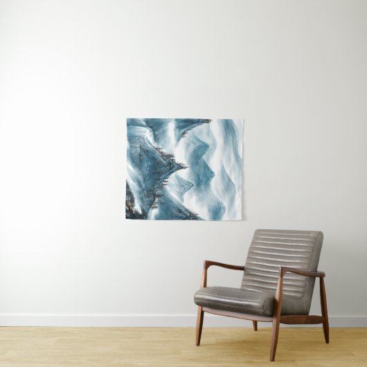 Classic Blue White Chinoiserie Landscape Painting Wandkleed (In Situ (horizontaal))