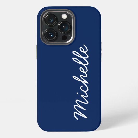 Classic Blue & White Custom Cursive Name of Text iPhone Hoesje (Achterkant)