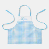Classic Blue & White Gingham | Personalized Name Schort (Voorkant)
