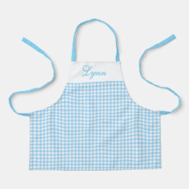 Classic Blue & White Gingham | Personalized Name Schort