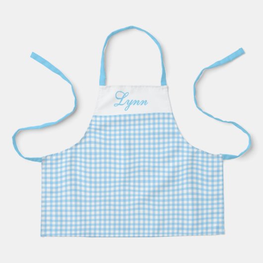 Classic Blue & White Gingham | Personalized Name Schort (Voorkant)