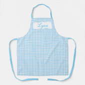 Classic Blue & White Gingham | Personalized Name Schort (Voorkant)