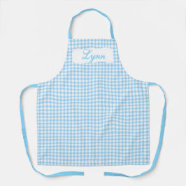 Classic Blue & White Gingham | Personalized Name Schort