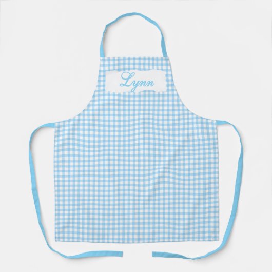 Classic Blue & White Gingham | Personalized Name Schort (Voorkant)