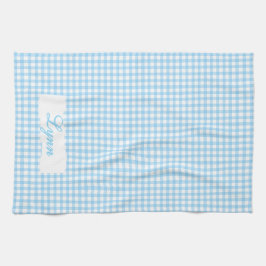 Classic Blue & White Gingham | Personalized Name Theedoek